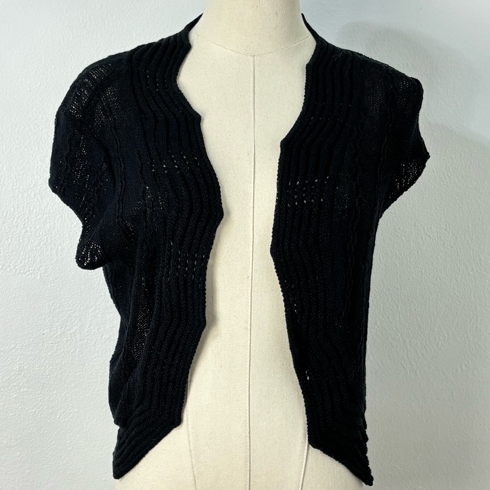 Candie's Black Knit Short Sleeve Shrug Layer Cardigan Grunge Whimsi Y2K Size S‎